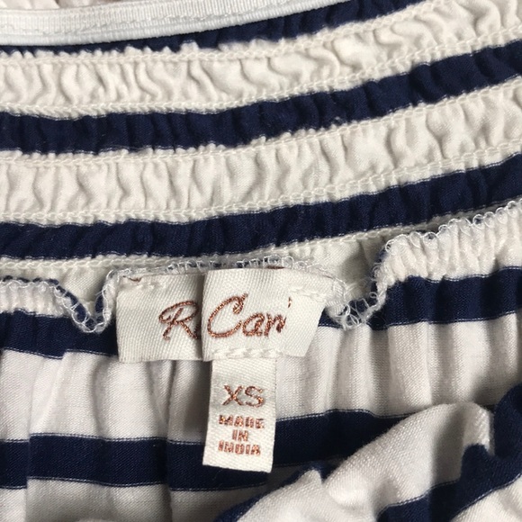 XS OFF THE SHOULDER BLUE AND WHITE STRIPED DRESS - Picture 2 of 2